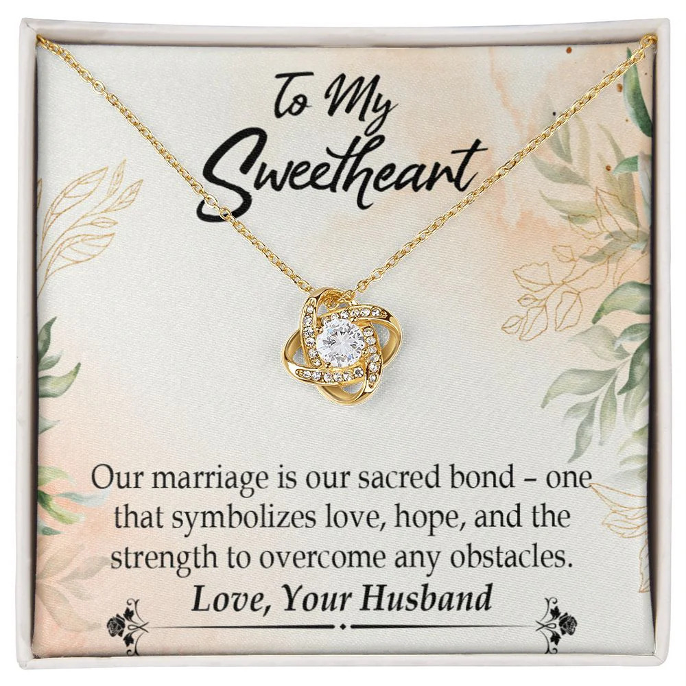 Wife Our Sacred Bond Infinity Knot Cz Necklace Gold Tone Standard Box